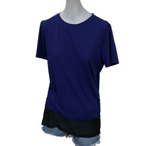 Fabletics Valencia Short-Sleeve Tee Top Blue Black‎ Size Medium